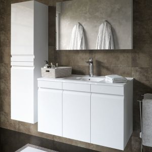 ארון אמבטיה תלוי עם כיור אינטגרלי צבע אפוקסי דלתות דגם גונן