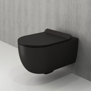 אסלה תלויה רימלס + מושב אסלה הידראולי דגם טונדו שחור מט