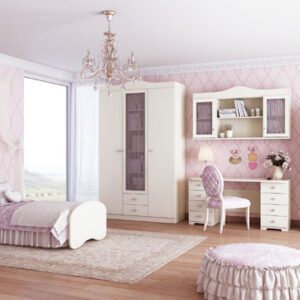 חדר ילדים ונוער מושלם הכולל מיטה, ארון ושולחן כתיבה דגם פרינסס