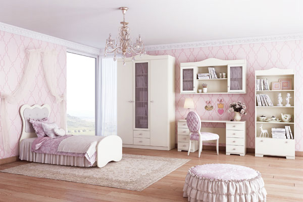 חדר ילדים ונוער מושלם הכולל מיטה, ארון ושולחן כתיבה דגם פרינסס