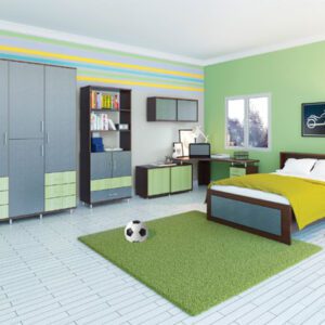 חדר ילדים מושלם הכולל מיטה ארון בגדים, ספריה ושולחן כתיבה דגם פימו