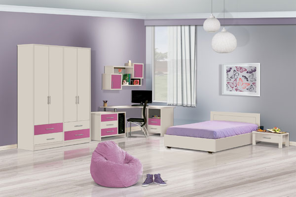 חדר ילדים מושלם כולל מיטה וחצי, ארון ושולחן כתיבה דגם ג’סיקה