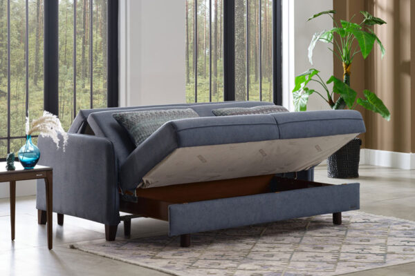ספה נפתחת למיטה זוגית גודל 160/190 ס"מ צבע כחול דגם +EFES