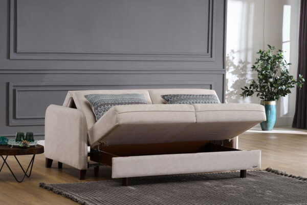 ספה נפתחת למיטה זוגית גודל 160/190 ס"מ צבע קרם דגם +EFES