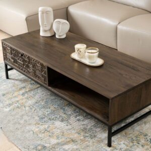 שולחן מעוצב לסלון עשוי עץ מלא דגם רינו
