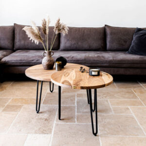 שולחן מעוצב לסלון עשוי עץ מלא דגם רטרו 80 ס"מ