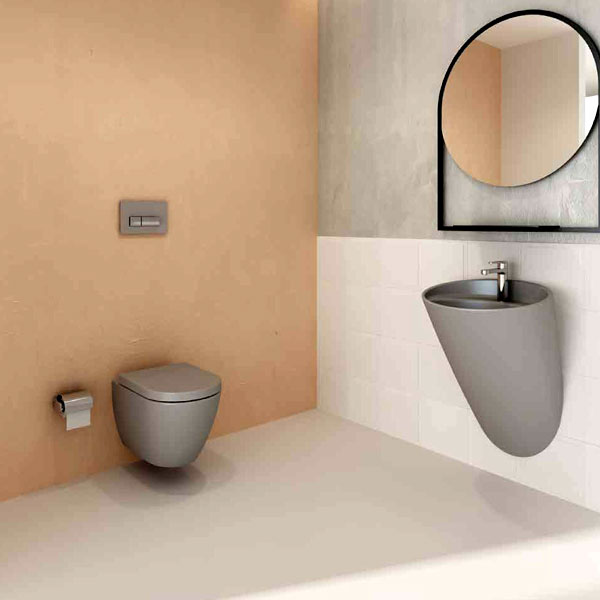 כיור אמבטיה צמוד קיר מונובלוק אפור מט דגם ונציה