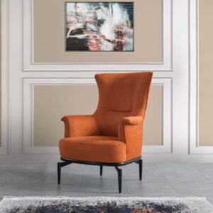 כורסא מעוצבת לסלון בסגנון מודרני עם רגליי מתכת דגם תפוז