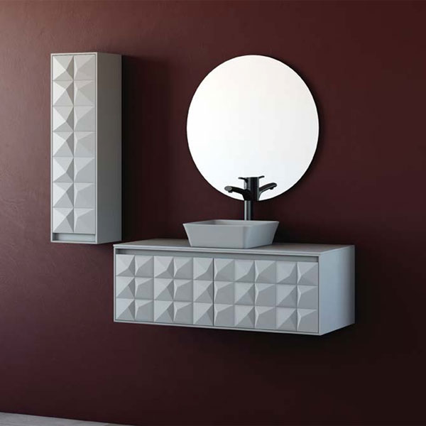 ארון אמבטיה מודרני תלוי עם מגירה כפולה דגם השלושה