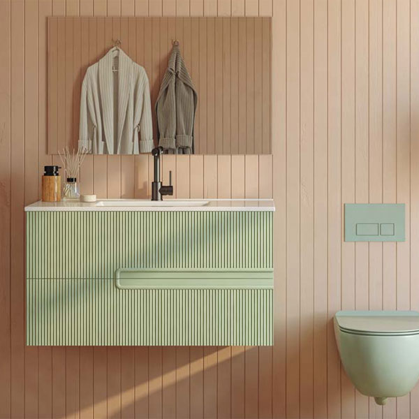 ארון אמבטיה מודרני תלוי 2 מגירות עם חריטה דגם צוחר