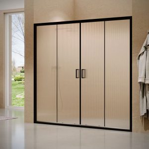 מקלחון שחור חזית רחב עם דלתות הזזה, זכוכית מאסטר-ליין דגם אמיר