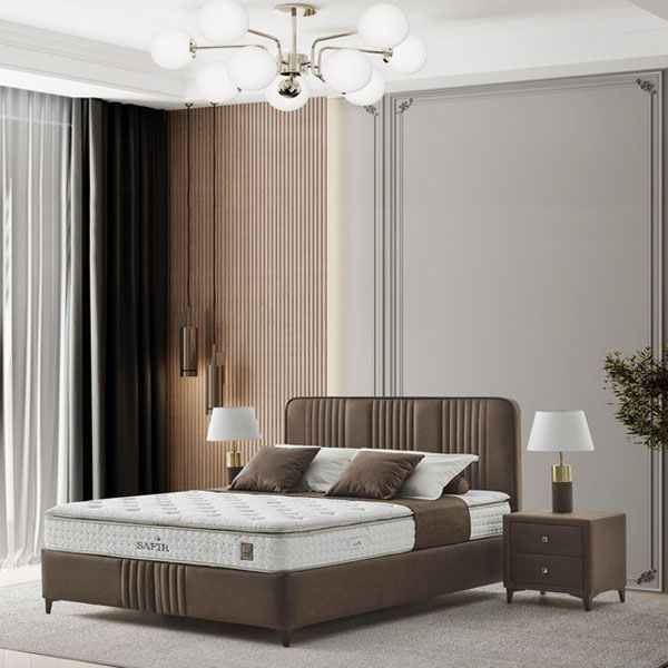 מיטה זוגית מרופדת בסגנון מודרני 140/190 עם ארגז מצעים כולל מזרן פרימיום דגם אלמינה