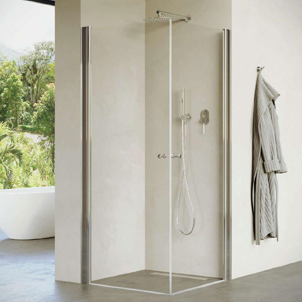 מקלחון ניקל פינתי 2 דלתות זכוכית שקופה דגם מורן