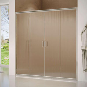 מקלחון ניקל חזית רחב עם דלתות הזזה, זכוכית מאסטר-ליין דגם אמיר