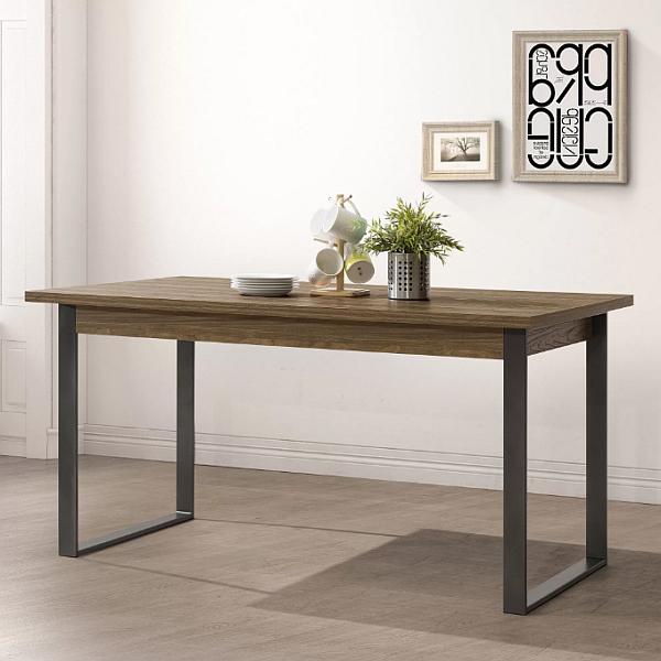שולחן פינת אוכל מעוצב ומפואר ברוחב 152.4 ס”מ צבע אגוז מיושן עם רגלי מתכת דגם ינאי