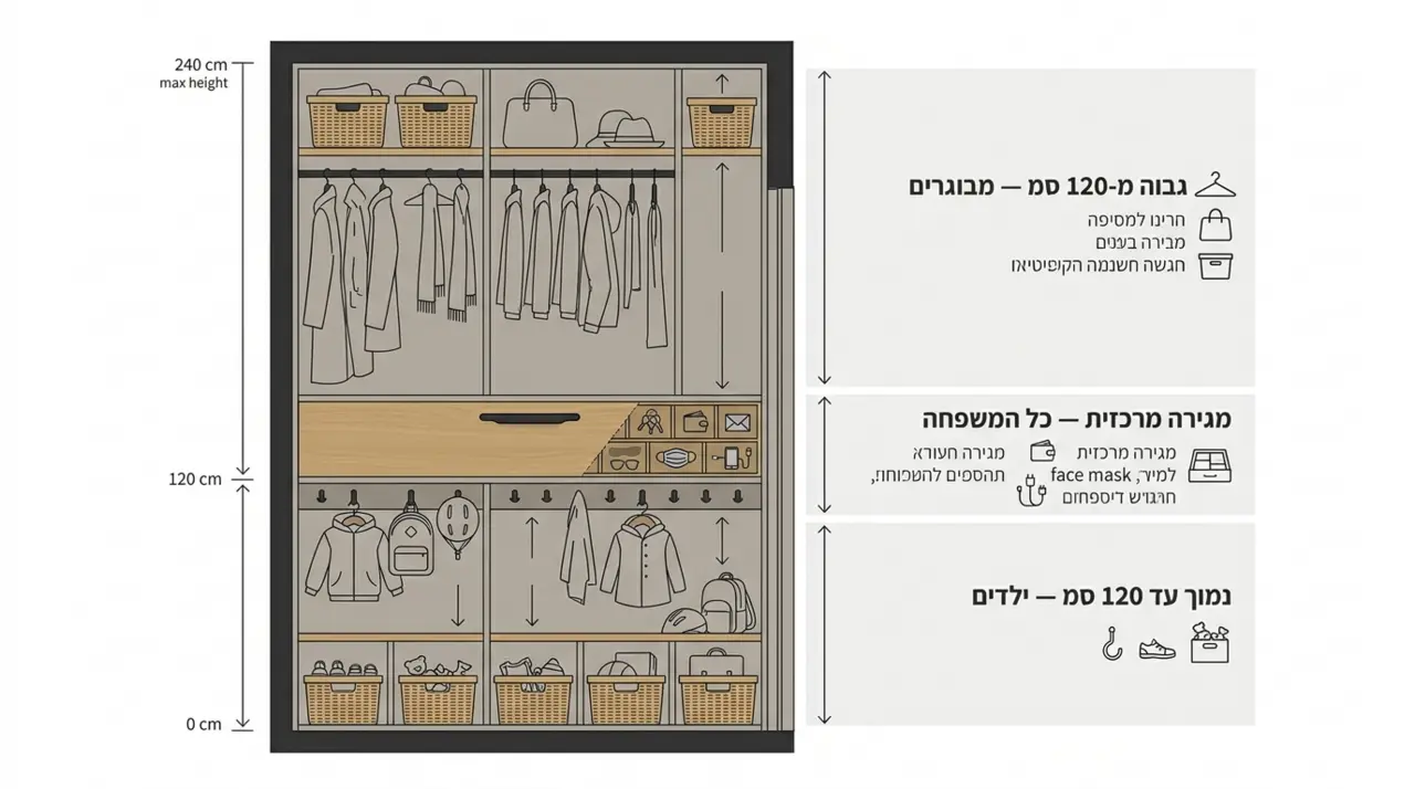 ארון מעילים לכניסה מותאם למשפחה עם ילדים
