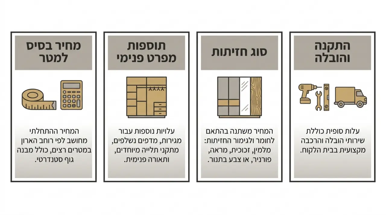 חישוב מחיר ארון הזזה לפי מטר