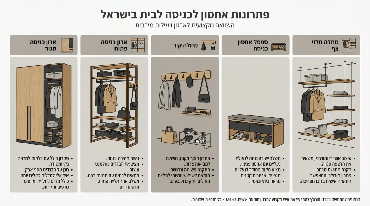 השוואה בין ארון מעילים לכניסה למתלה מעילים