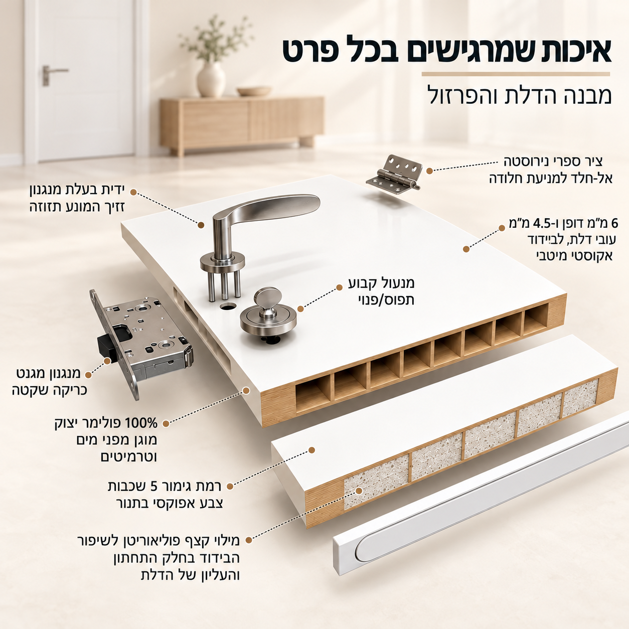 דלתות פנים פולימר יצוק נגד מים